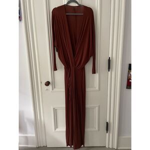 Riller size 1 rust colored deep v-neck maxi dress